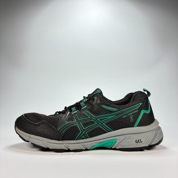 ASICS Gel-Venture 8 Black Green Trail Running Shoe Lace Up 1012B230 Women’s Sz 9 - Picture 4 of 10